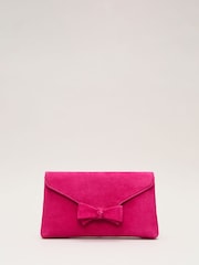 Phase Eight Pink Suede Bow Front Clutch - Image 1 of 8