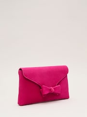 Phase Eight Pink Suede Bow Front Clutch - Image 2 of 8