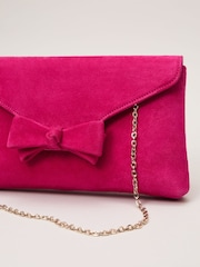 Phase Eight Pink Suede Bow Front Clutch - Image 5 of 8