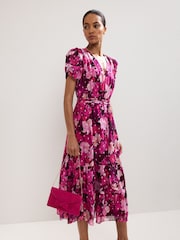 Phase Eight Pink Suede Bow Front Clutch - Image 7 of 8
