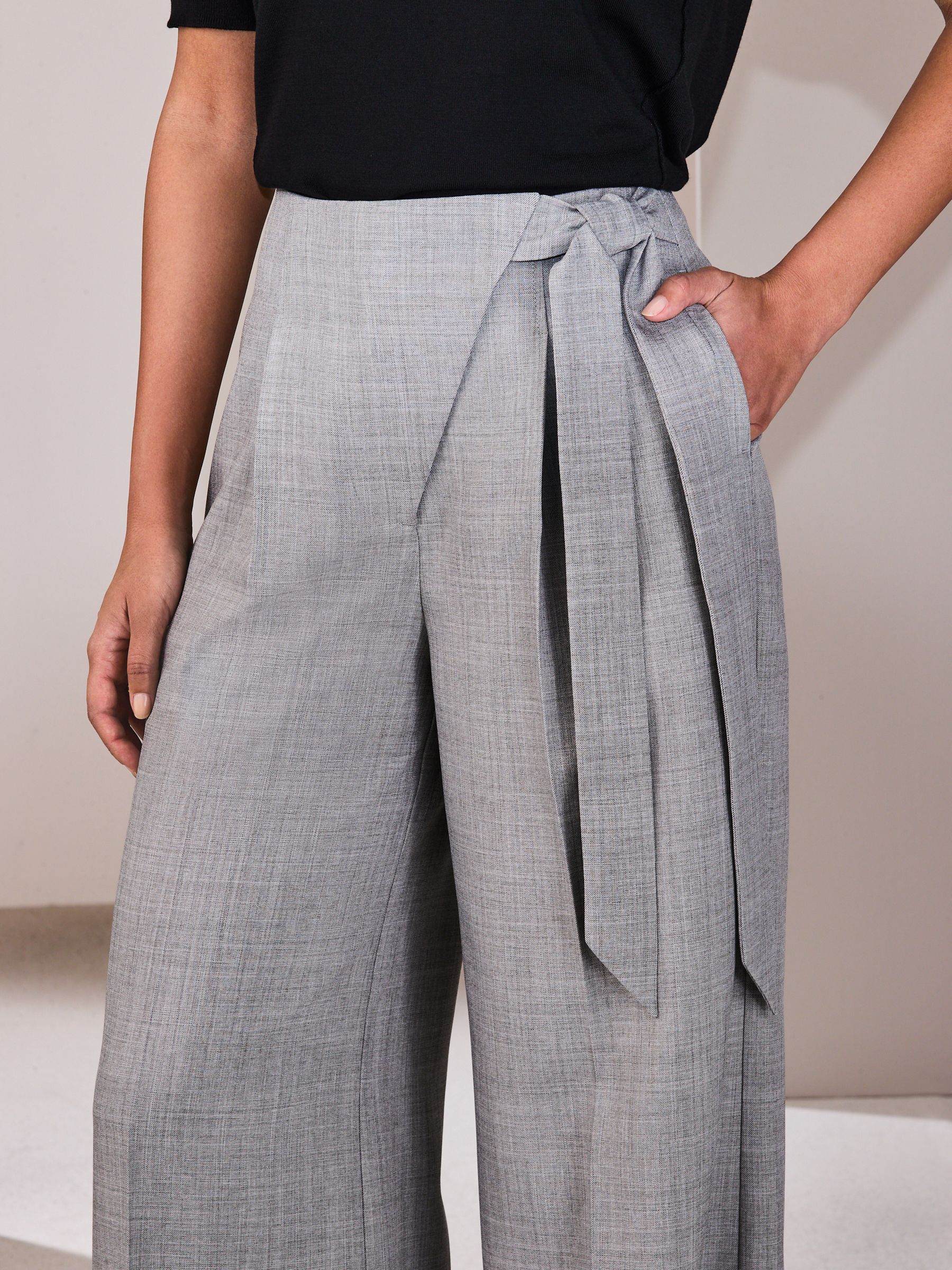 Buy Grey Crosshatch Wrap Wide Leg Trousers from Next South Africa