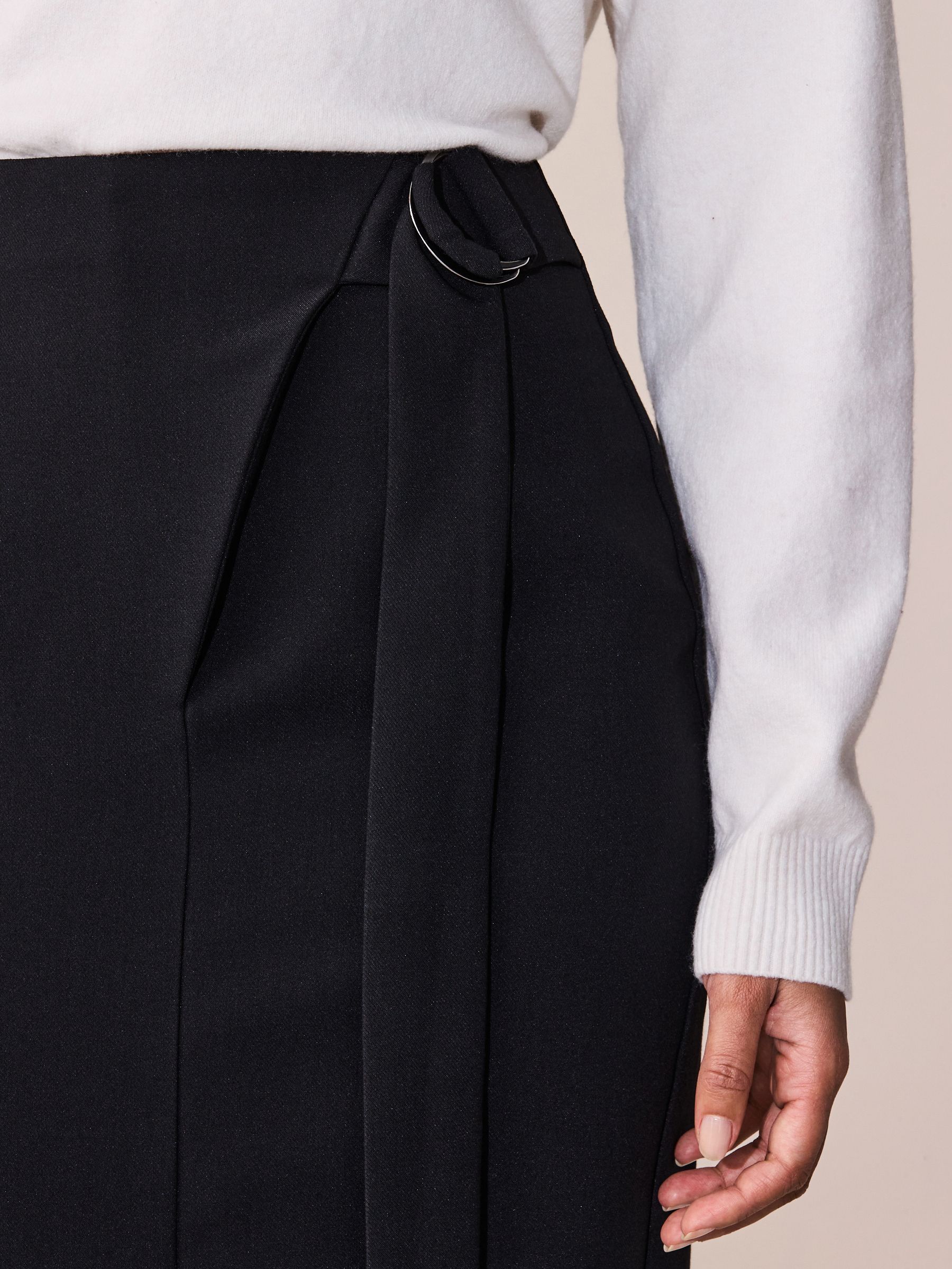 Buy Black Wrap Midi Skirt with D-Ring from Next USA