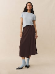Chocolate Brown Midi Wrap Skirt - Image 3 of 8
