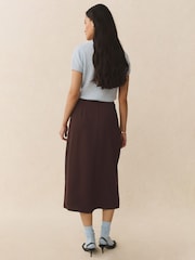 Chocolate Brown Midi Wrap Skirt - Image 4 of 8