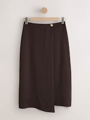 Chocolate Brown Midi Wrap Skirt - Image 6 of 8