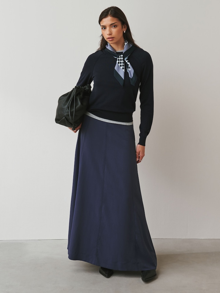 Bleumarin - Washed Midi Skirt - Imaginea 1 din 8 Bleumarin - Washed Midi Skirt - Imaginea 1 din 8