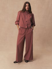 Terracotta Soft Touch Palazzo Trousers - Image 1 of 8