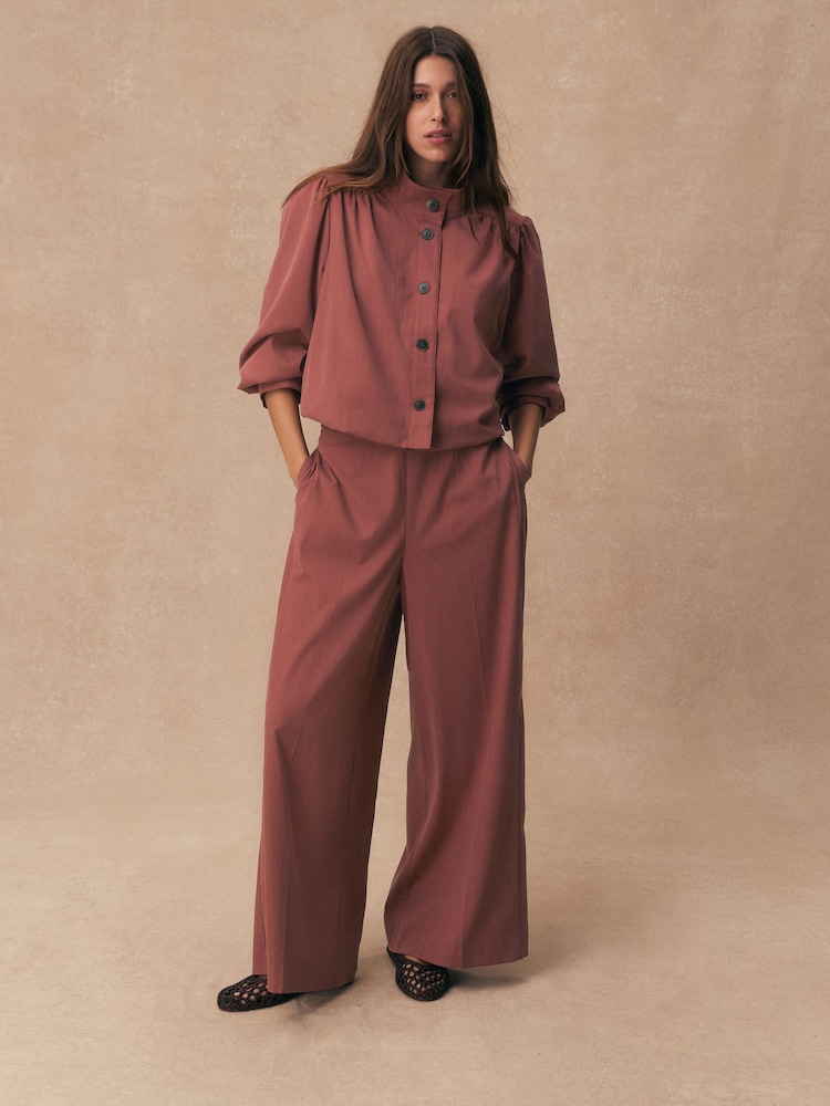 Terracotta Soft Touch Palazzo Trousers - Image 1 of 8 Terracotta Soft Touch Palazzo Trousers - Image 1 of 8