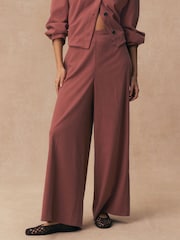 Terracotta Soft Touch Palazzo Trousers - Image 3 of 8