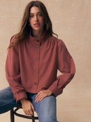 Rust Funnel Neck Bomber Jacket - Image 4 of 10