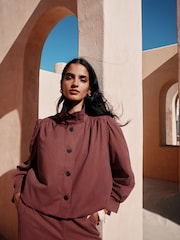 Rust Funnel Neck Bomber Jacket - Image 7 of 10