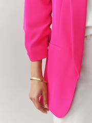 وردي - سترة بليزر مريحة بكشكشة على الكم - صورة 5 من 8