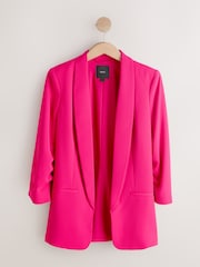 وردي - سترة بليزر مريحة بكشكشة على الكم - صورة 6 من 8