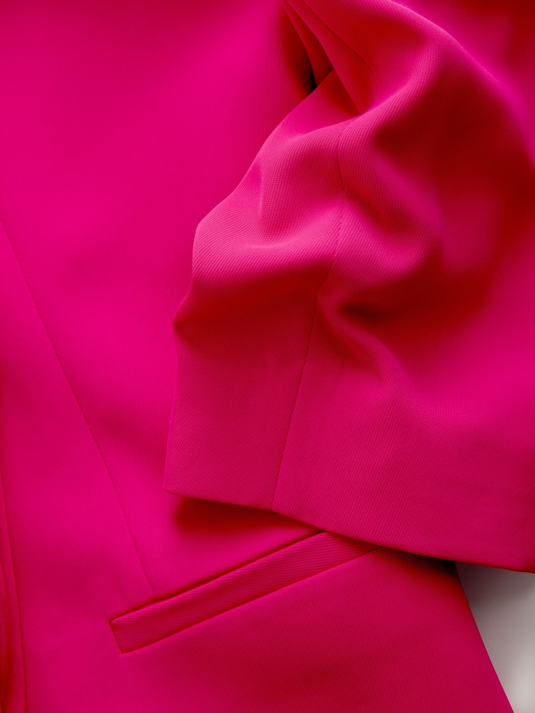 وردي - سترة بليزر مريحة بكشكشة على الكم - صورة 8 من 8