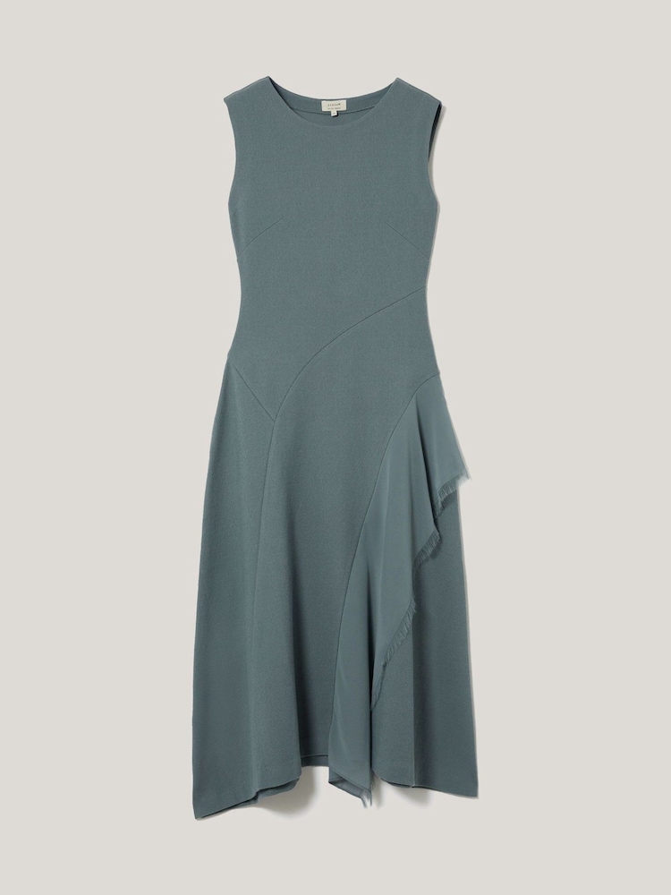 Jigsaw Green Georgette Ruffle Jersey Dress - Image 1 of 1 Jigsaw Green Georgette Ruffle Jersey Dress - Image 1 of 1