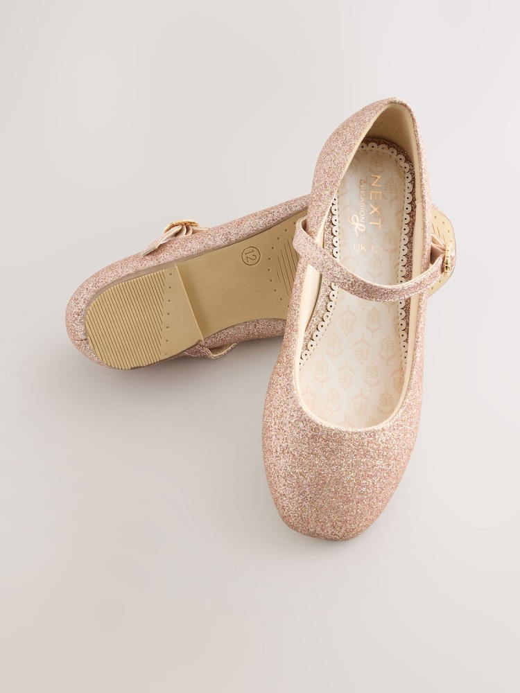 Girls Next Rose Gold Glitter Standard Fit (F) Mary Jane Occasion Shoes US 2 (UK 1)