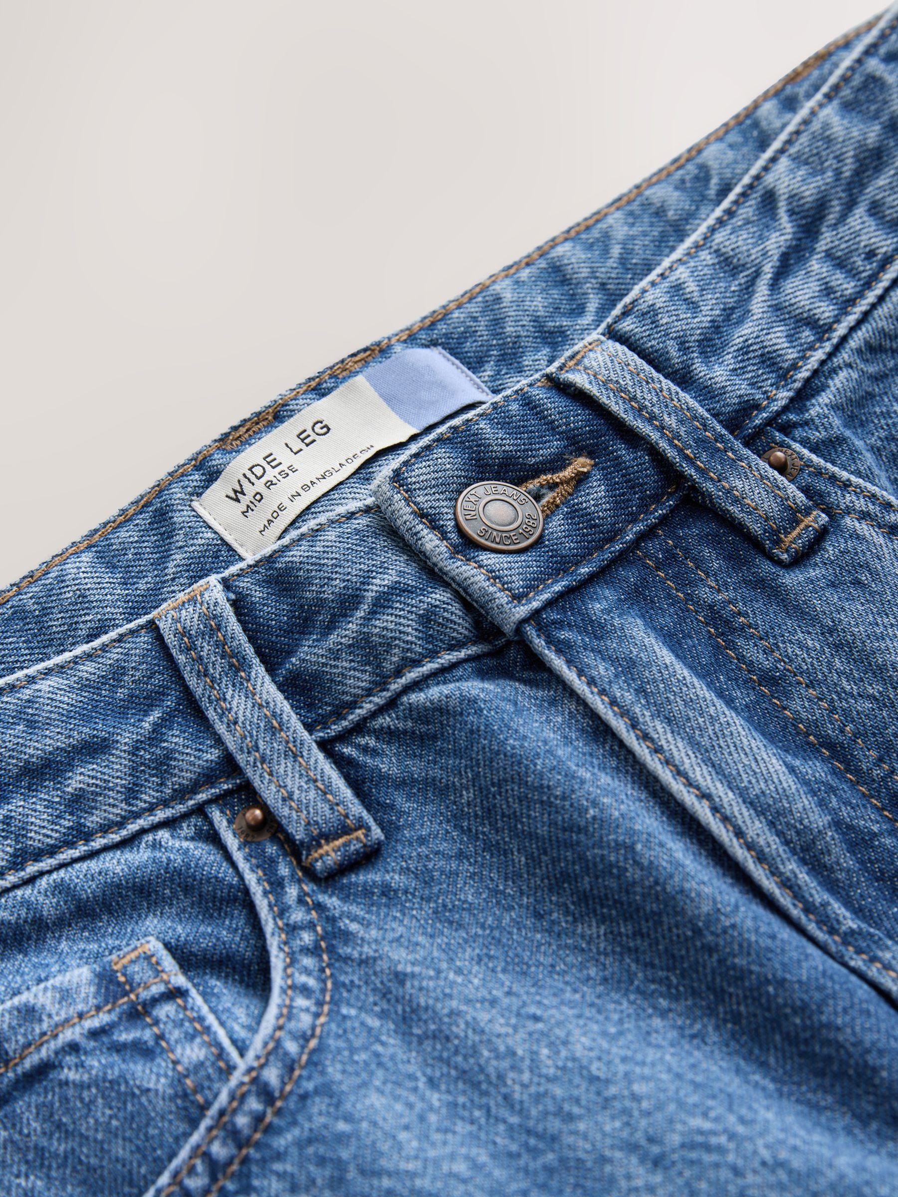Buy Mid Blue Floral Embroidered Wide Leg Denim Jeans from Next USA