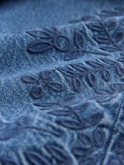 Mørkeblå Blomstrete broderi - Vide bukseben Jeans - Bilde 9 av 9