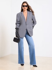 Lipsy Mid Wash Blue Petite Wide Leg Jeans - Image 4 of 5