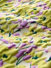 Yellow Floral Jacquard Bow Front Sleeveless Mini Dress - Image 8 of 8