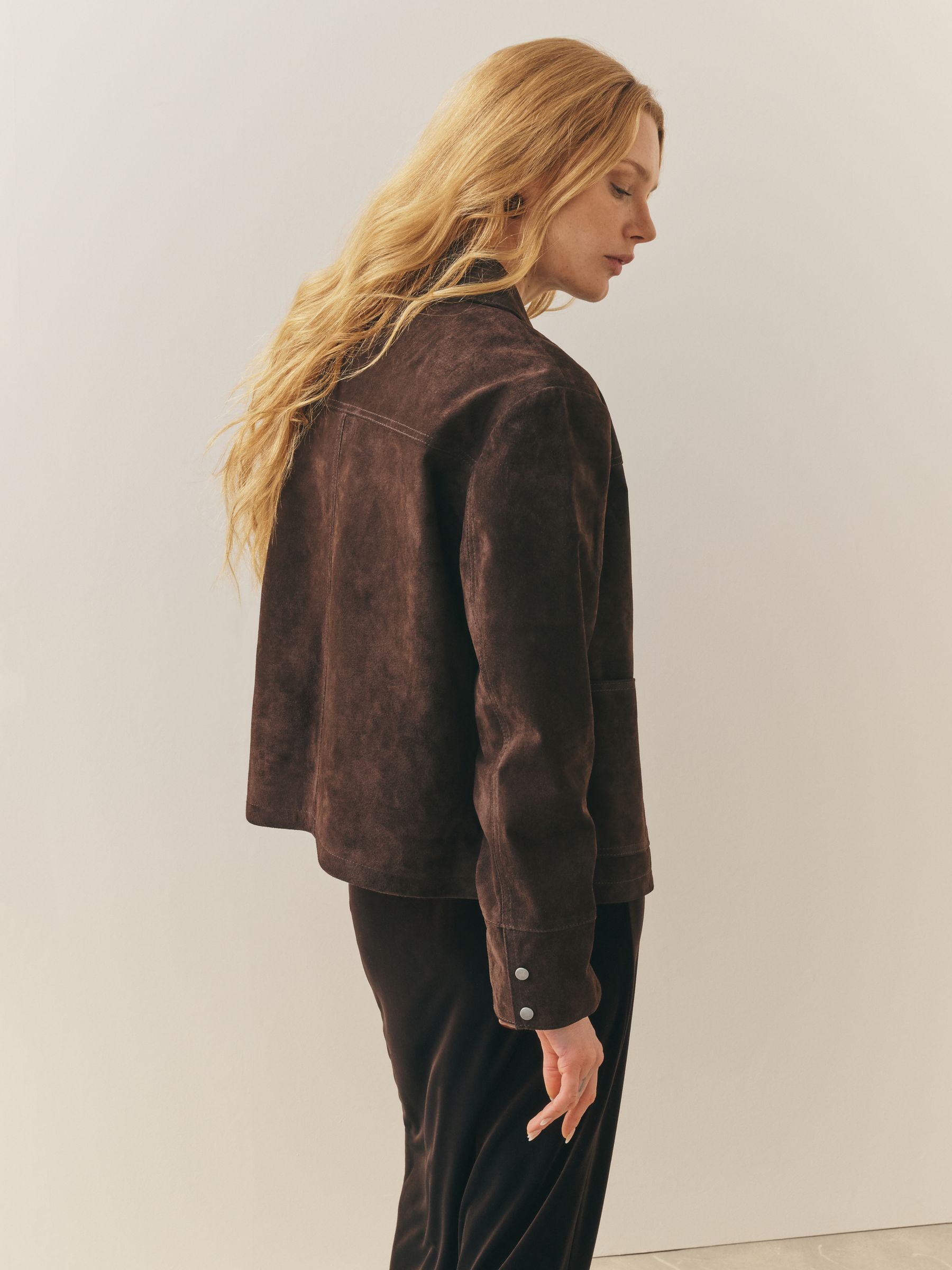 Buy Nothing Ordinary Chocolate Brown Suede Double Zip Collared