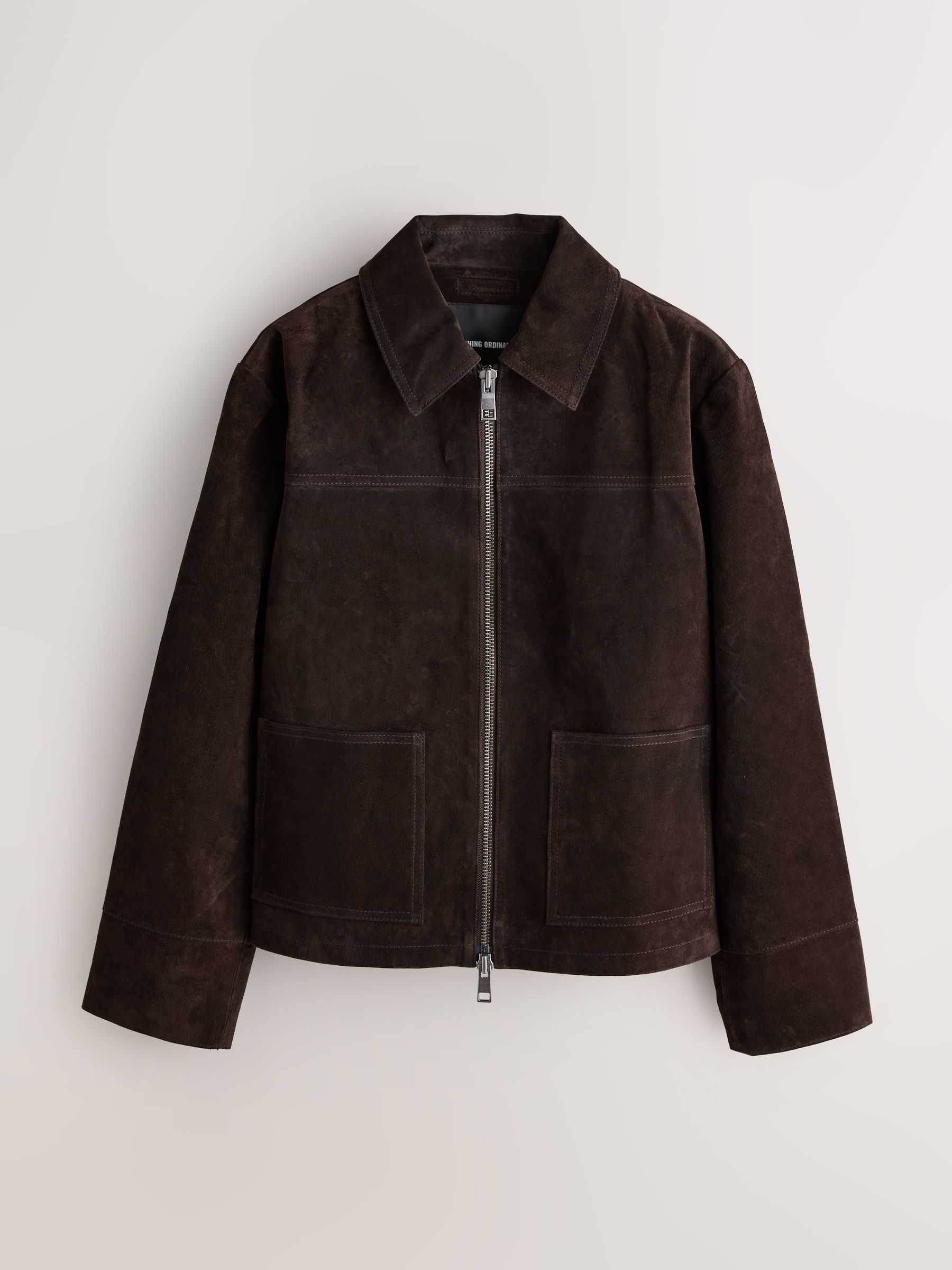 Buy Nothing Ordinary Chocolate Brown Suede Double Zip Collared