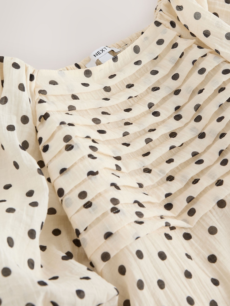 Punktmuster, Schwarz-Weiß - Minikleid für besondere Anlässe mit Puffärmeln - Bild 2 von 3