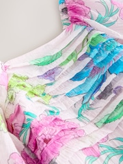 Pink/Blau Floral  Print - Minikleid für besondere Anlässe mit Puffärmeln - Bild 6 von 7