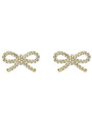 Ted Baker Gold Tone Ribecca Crystal Ribbon Bow Stud Earrings - Image 1 of 4