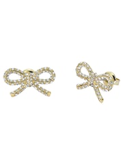 Ted Baker Gold Tone Ribecca Crystal Ribbon Bow Stud Earrings - Image 2 of 4