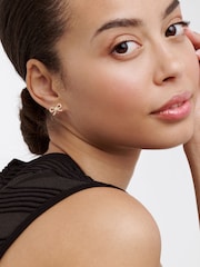 Ted Baker Gold Tone Ribecca Crystal Ribbon Bow Stud Earrings - Image 4 of 4