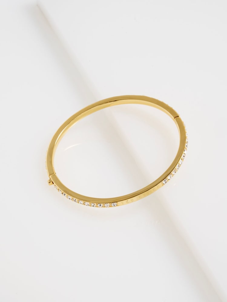 Ted Baker Gold Claudia Narrow Crystal Hinged Bangle Bracelet - Image 1 of 6 Ted Baker Gold Claudia Narrow Crystal Hinged Bangle Bracelet - Image 1 of 6