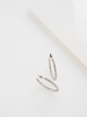 Ted Baker Silver Tone Clanci: Medium Crystal Hoop Earrings - Image 1 of 6