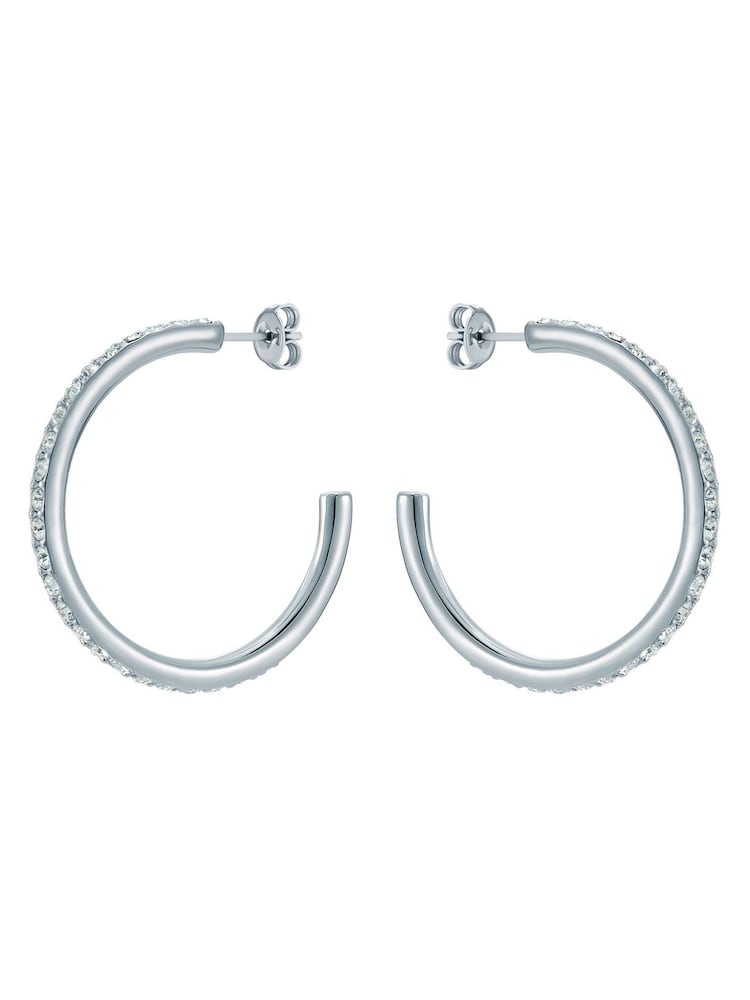 Ted Baker Silver Tone Clanci: Medium Crystal Hoop Earrings - Image 2 of 6