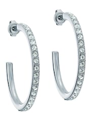 Ted Baker Silver Tone Clanci: Medium Crystal Hoop Earrings - Image 3 of 6