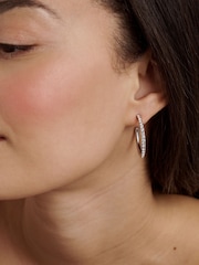 Ted Baker Silver Tone Clanci: Medium Crystal Hoop Earrings - Image 6 of 6