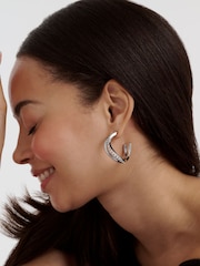 Ted Baker Silver Tone Large Wayva: Jewelled Wave Hoop Earrings - Image 2 of 3