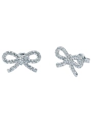 Ted Baker Silver Tone Ribecca Crystal Ribbon Bow Stud Earrings - Image 2 of 4