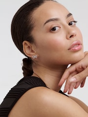 Ted Baker Silver Tone Ribecca Crystal Ribbon Bow Stud Earrings - Image 3 of 4