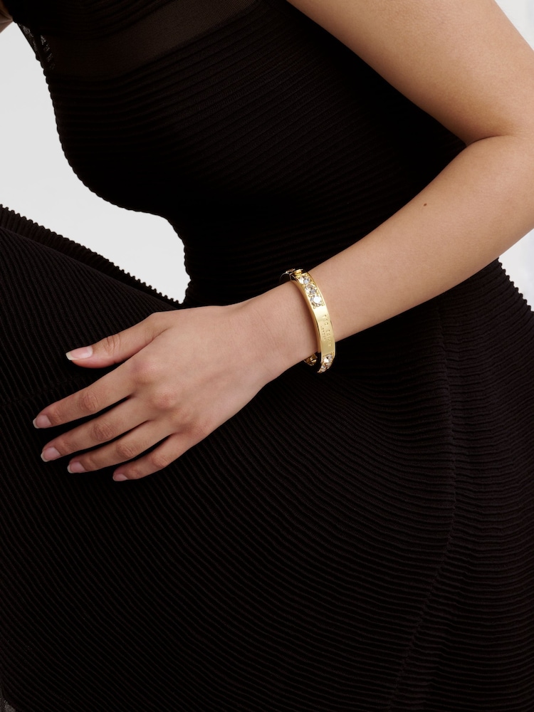Ted Baker Gold Tone Rosie: Crystal Rock Hinged Bangle Bracelet - Image 5 of 5