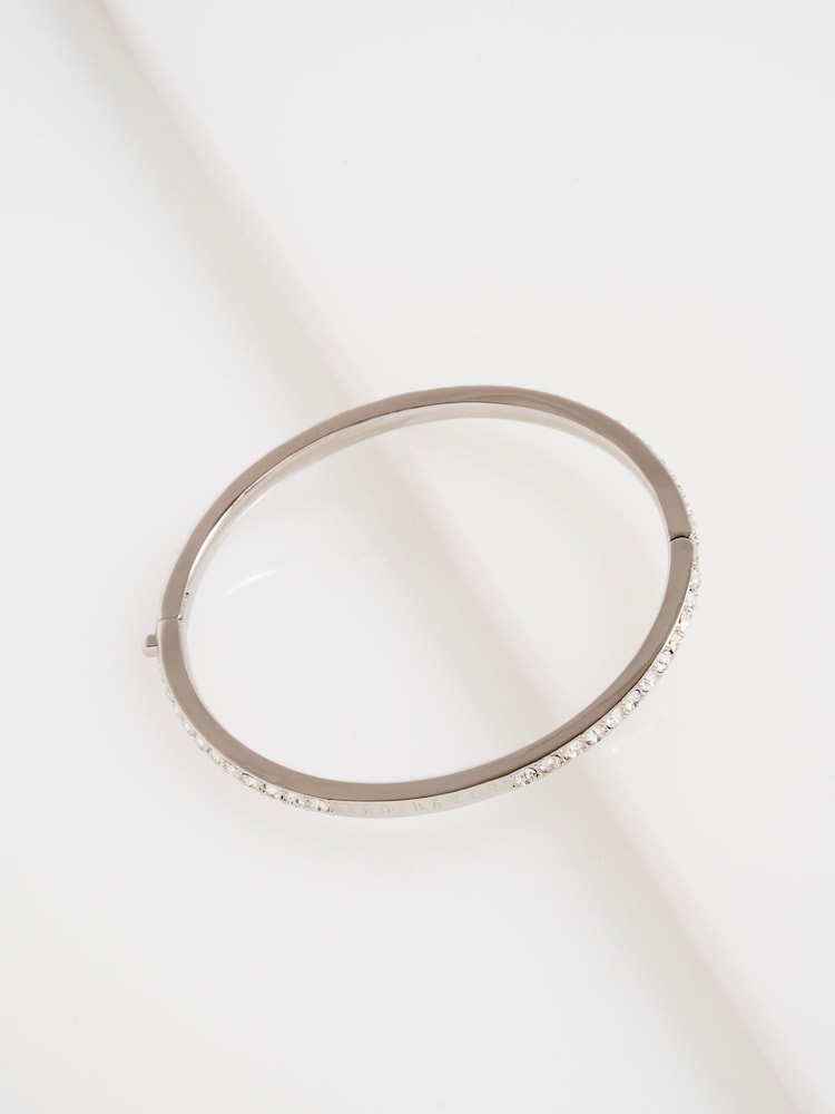 Ted Baker Silver Tone Claudia Narrow Crystal Hinged Bangle Bracelet - Image 1 of 5