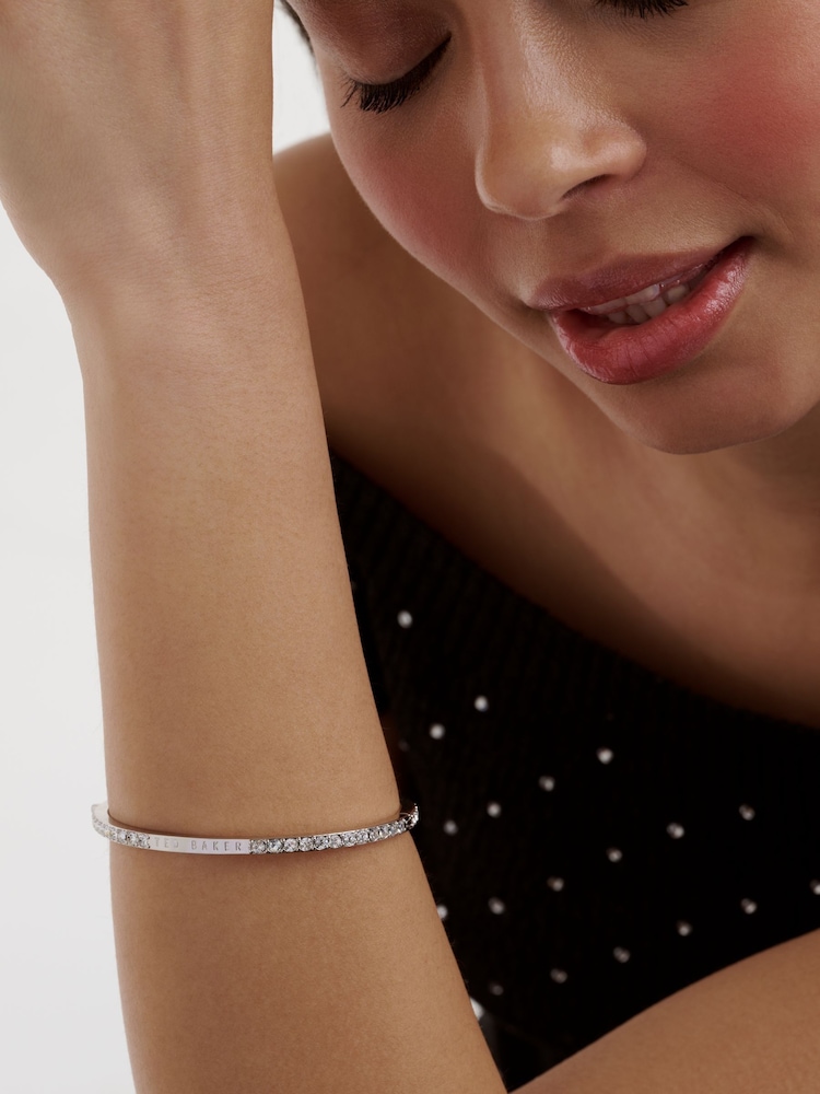 Ted Baker Silver Tone Claudia Narrow Crystal Hinged Bangle Bracelet - Image 5 of 5