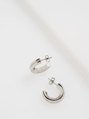 Ted Baker Silver Tone Small Hilya: Hidden Heart Hoop Earrings - Image 1 of 6