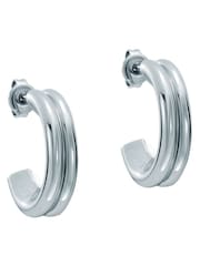 Ted Baker Silver Tone Small Hilya: Hidden Heart Hoop Earrings - Image 3 of 6