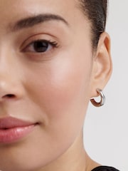Ted Baker Silver Tone Small Hilya: Hidden Heart Hoop Earrings - Image 5 of 6