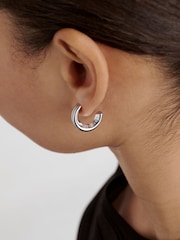 Ted Baker Silver Tone Small Hilya: Hidden Heart Hoop Earrings - Image 6 of 6