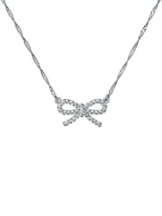 Ted Baker Silver Tone Ribah Crystal Ribbon Bow Pendant Necklace - Image 2 of 4