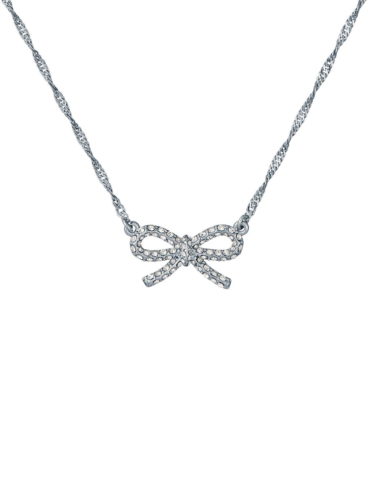 Ted Baker Silver Tone Ribah Crystal Ribbon Bow Pendant Necklace - Image 2 of 4 Ted Baker Silver Tone Ribah Crystal Ribbon Bow Pendant Necklace - Image 2 of 4