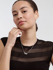 Ted Baker Silver Tone Ribah Crystal Ribbon Bow Pendant Necklace - Image 4 of 4
