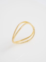Ted Baker Gold Tone Wavie Jewelled Wave Hinged Bangle Bracelet - Image 1 of 5